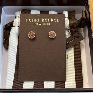 henri bendel Rose Gold and Pink Pavé Stud Earrings